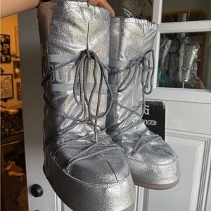 Moon Boot Icon Silver Glitter Winter Boots